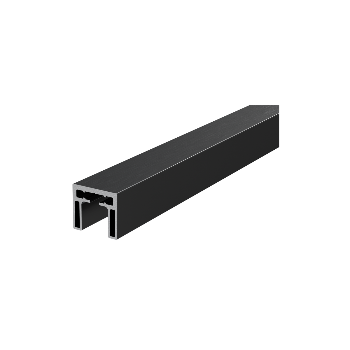 Black Anodized Rectangular Aluminum Glass Top Cap Rail